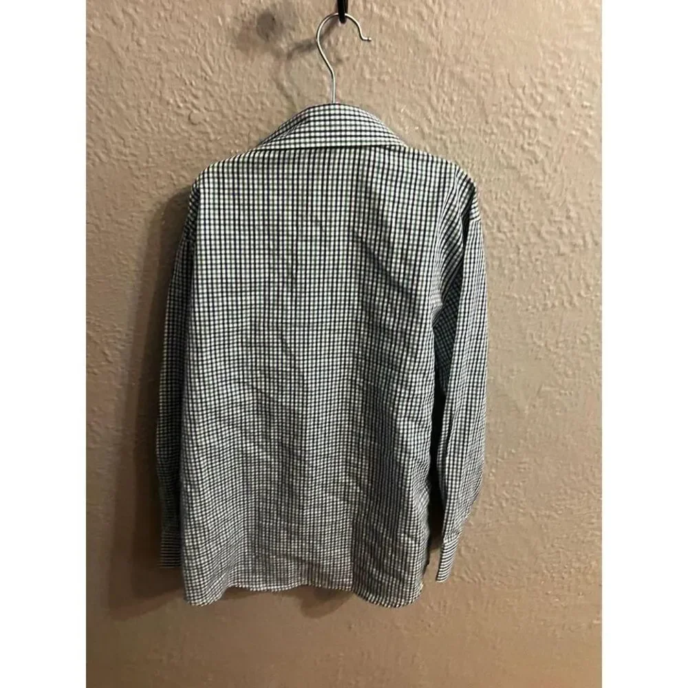 Boys white purple green plaid long sleeve button up shirt Izod size 8‎